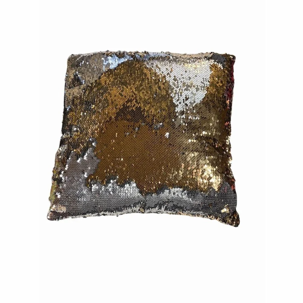 Reversible Flip Sequin Decorative Throw Pillow Cover Gold Glam Square OS